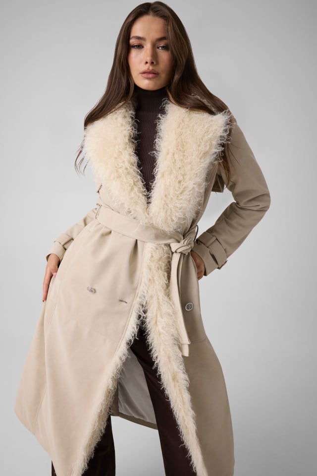 Trench coat de pele sintética