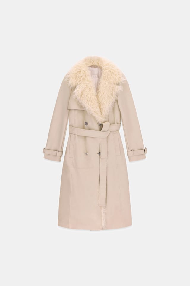 Trench coat de pele sintética