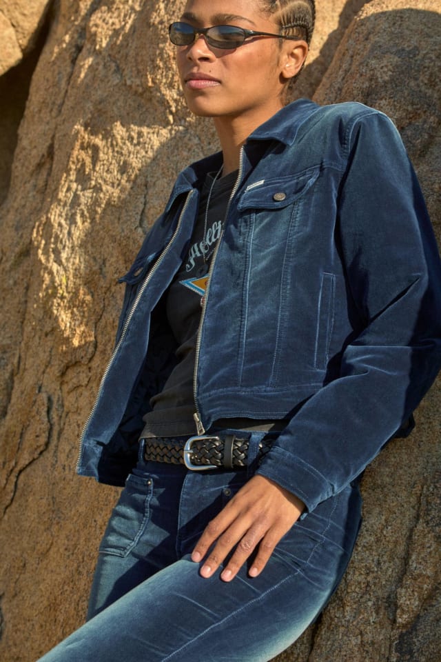 Camioneta Denim acolchada con cremallera