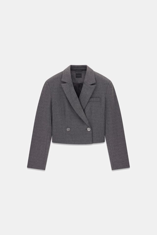 Blazer cropped de abotoamento duplo