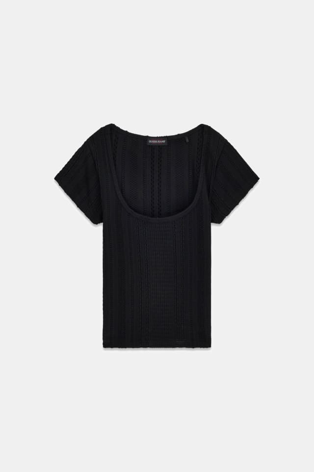 Blusa de gola redonda elástica