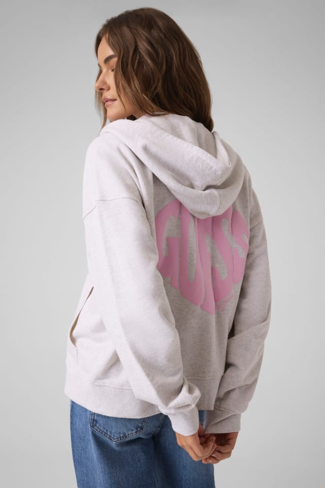 Bedruckter Kapuzenpullover mit durchgehendem Reißverschluss
