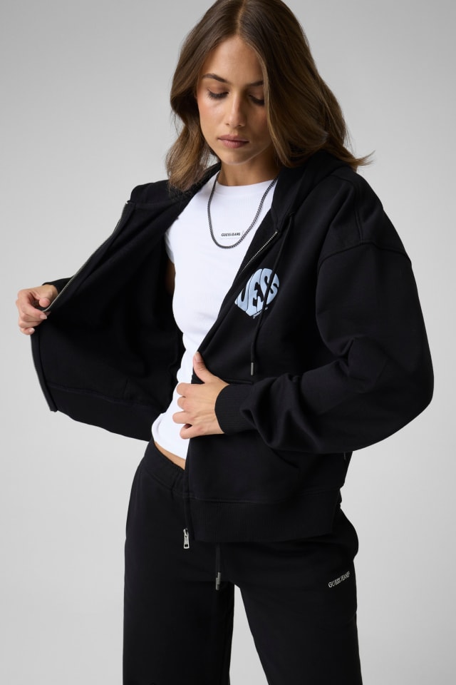 Moletom com zíper frontal estampado
