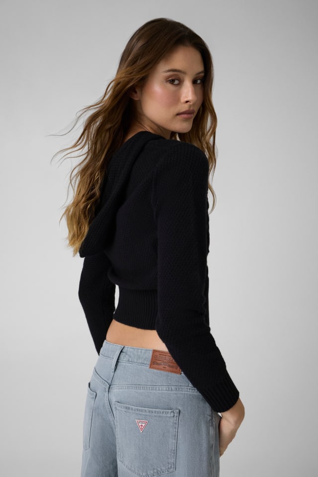 Pullover aus Wollmischgewebe mit Reißverschluss