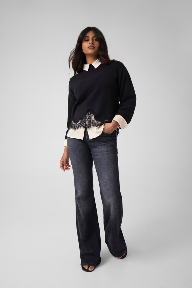 Spitzenpullover aus Wollmischung