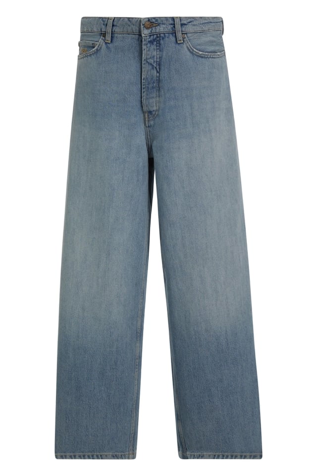 Jeans de cintura média e caimento solto