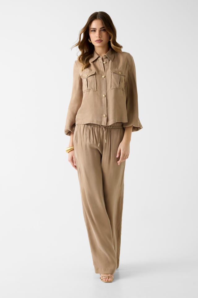 Pantalones jogger de pierna acampanada de twill