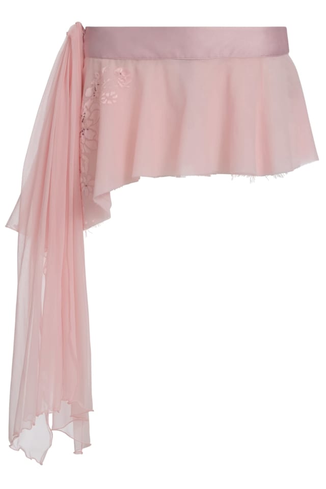 Saia assimétrica de chiffon