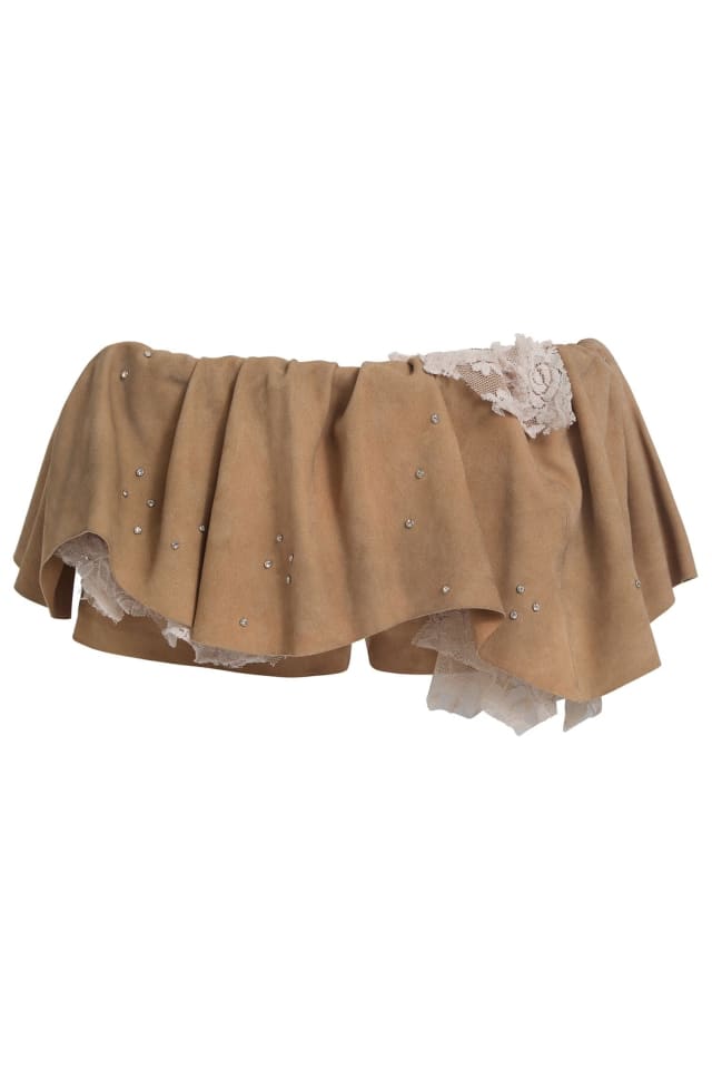 Suede mini skort