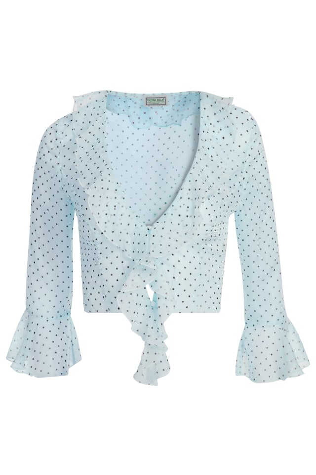Blusa com decote em V e babados