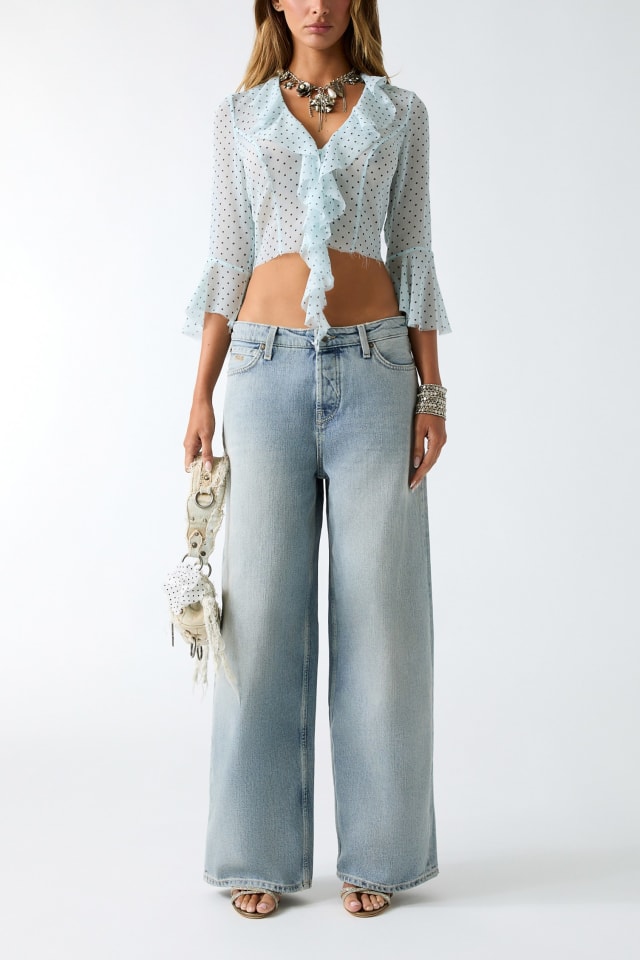 Blouse met V-hals en ruches