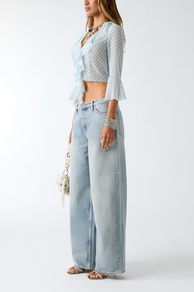 Blouse met V-hals en ruches