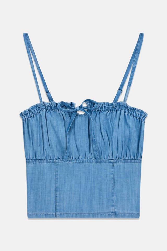 Top cropped de denim