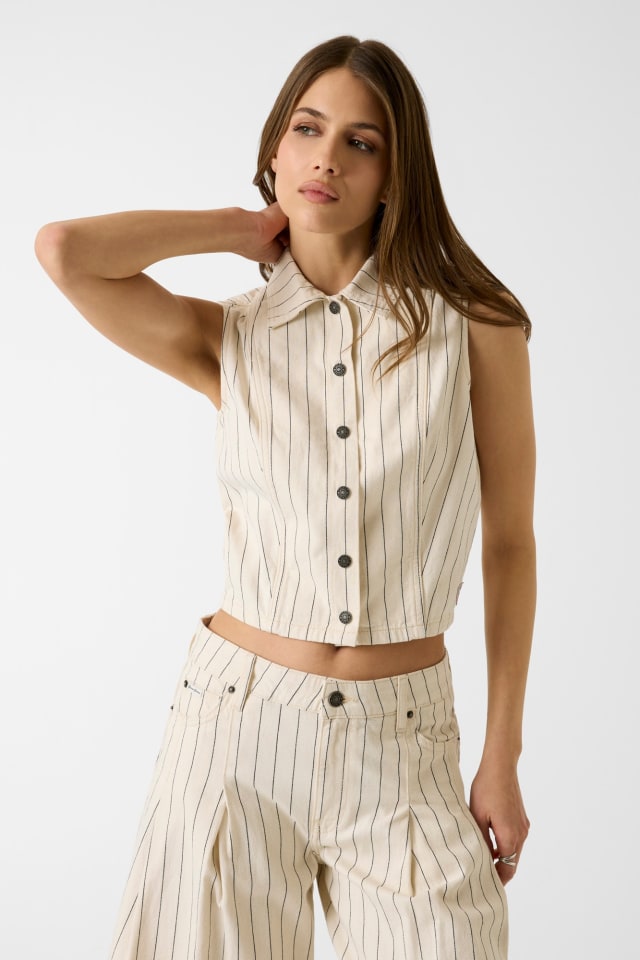 Camicia cropped a righe