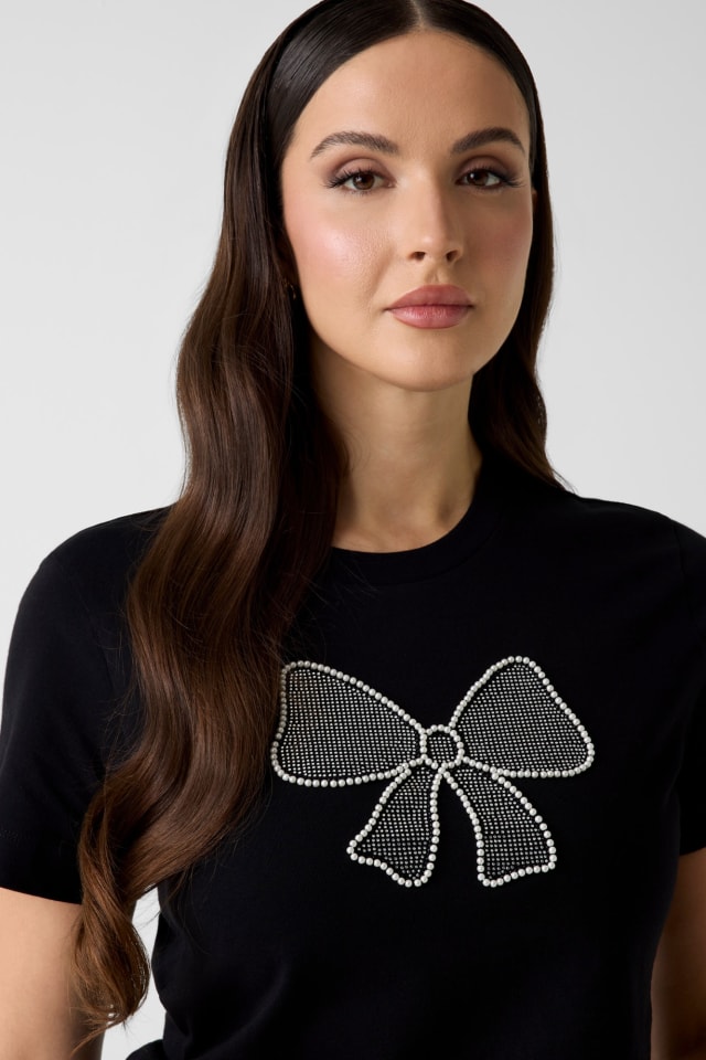 GUESS® Rhinestones boxy t-shirt Kadın