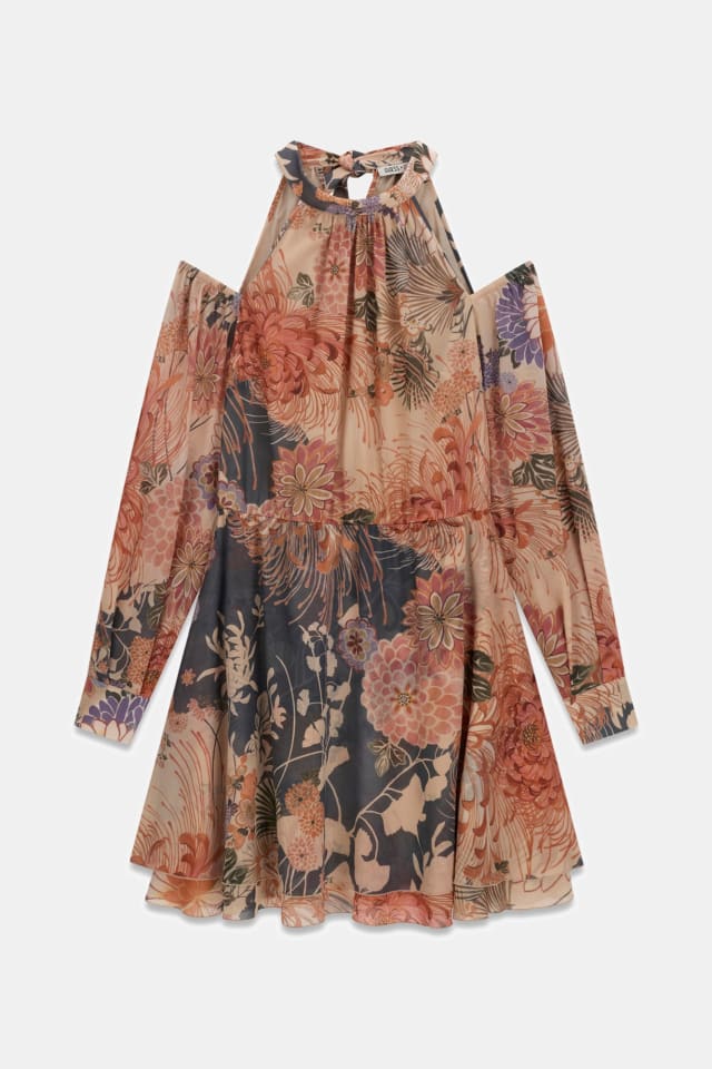 Vestito mini floreale off-shoulder