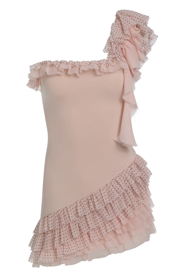 Assimétrico de um ombro só dress