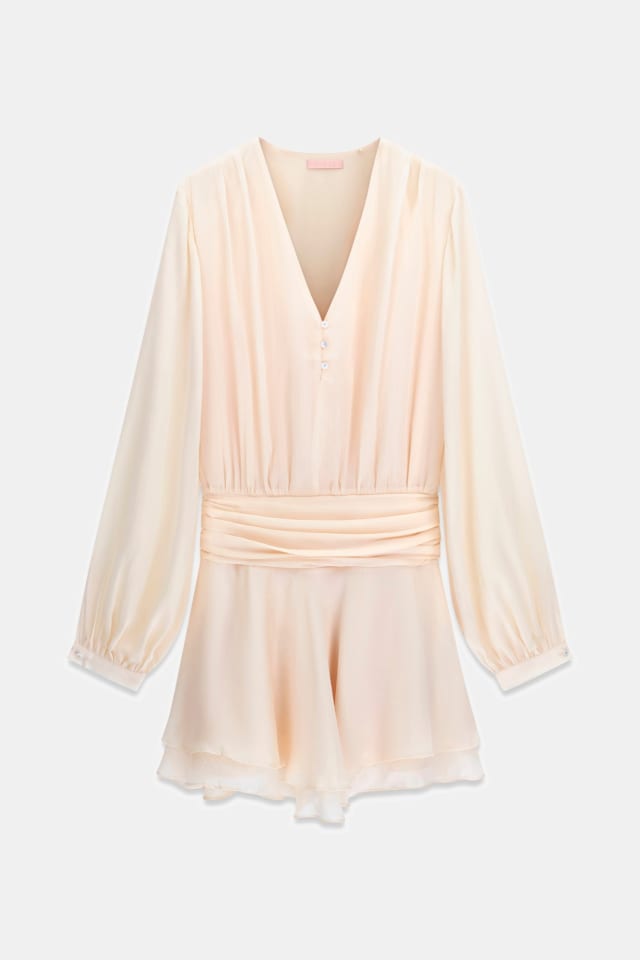 Vestido escote en V con volantes