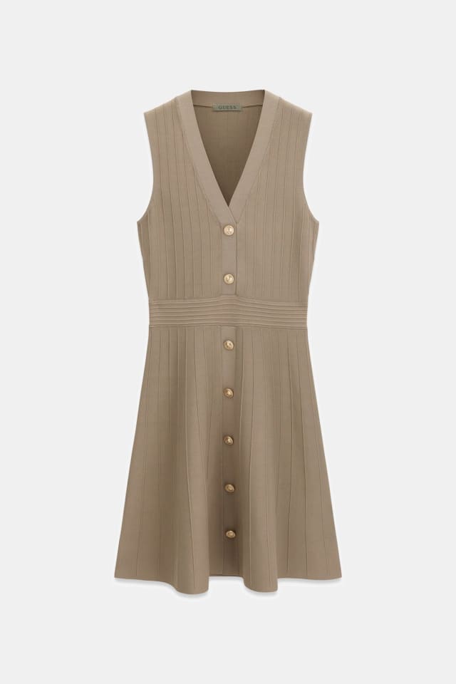 Vestido de suéter com decote em V