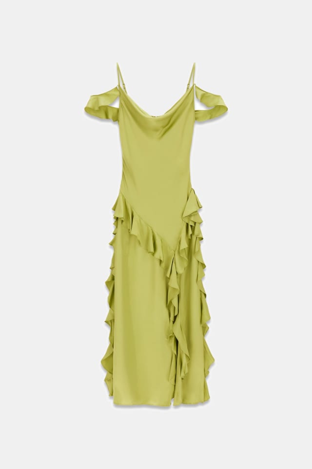 Vestido maxi com babados