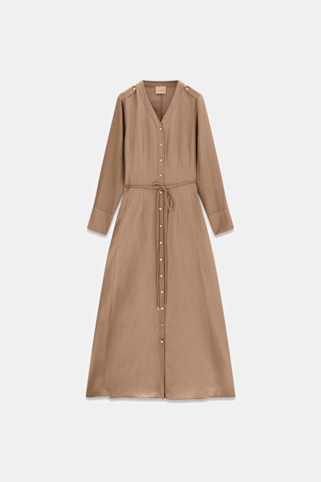 Vestido maxi de mezcla de lino