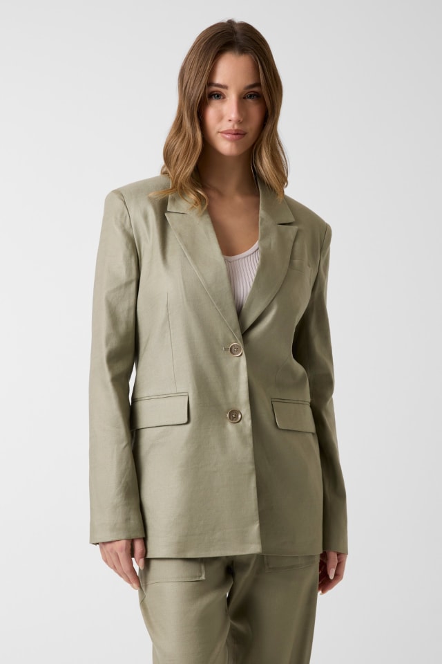 Linen-blend blazer