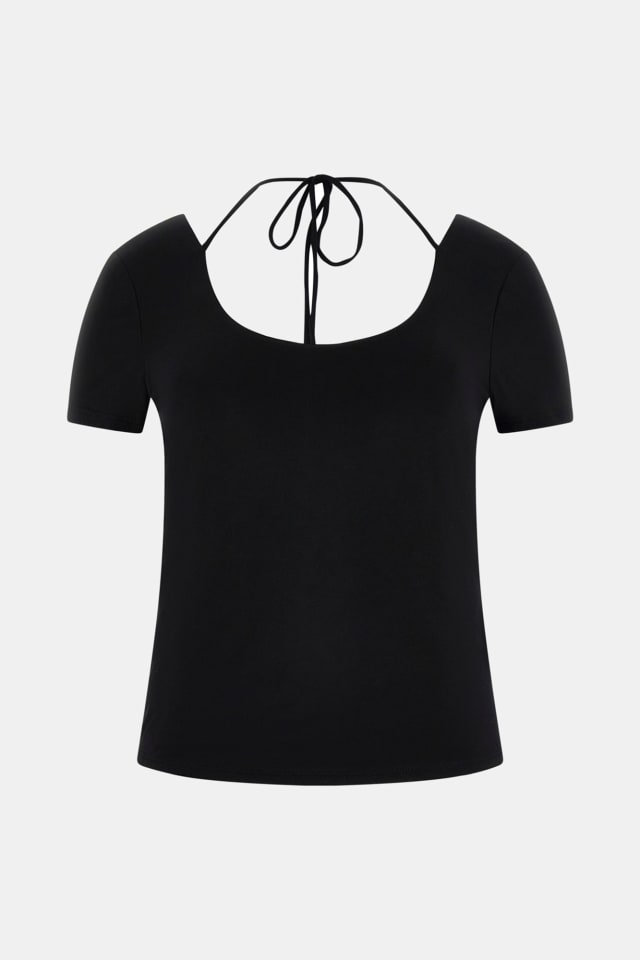 Top de cuello redondo elástico