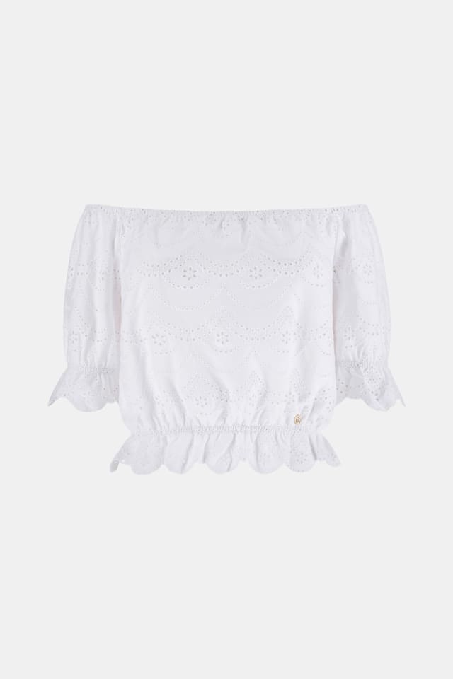 Top com ilhós off-shoulder