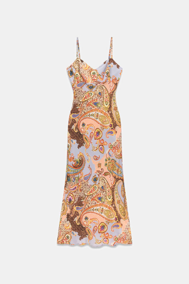Vestido lencero con estampado paisley