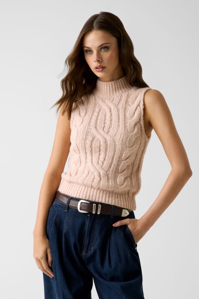 &Auml;rmelloser Pullover aus Wollmischung