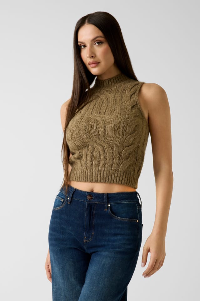 &Auml;rmelloser Pullover aus Wollmischung