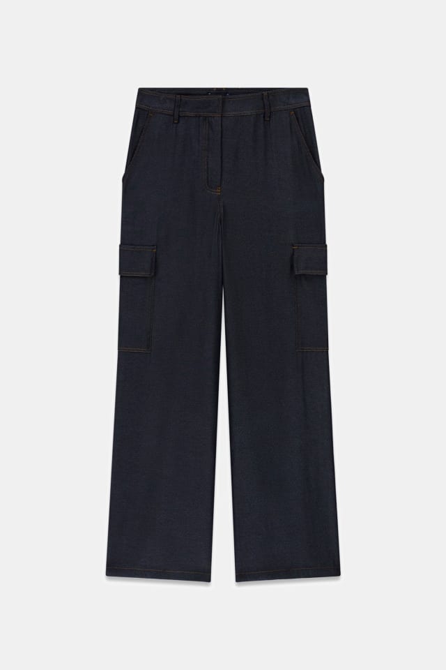 Calças cargo de denim