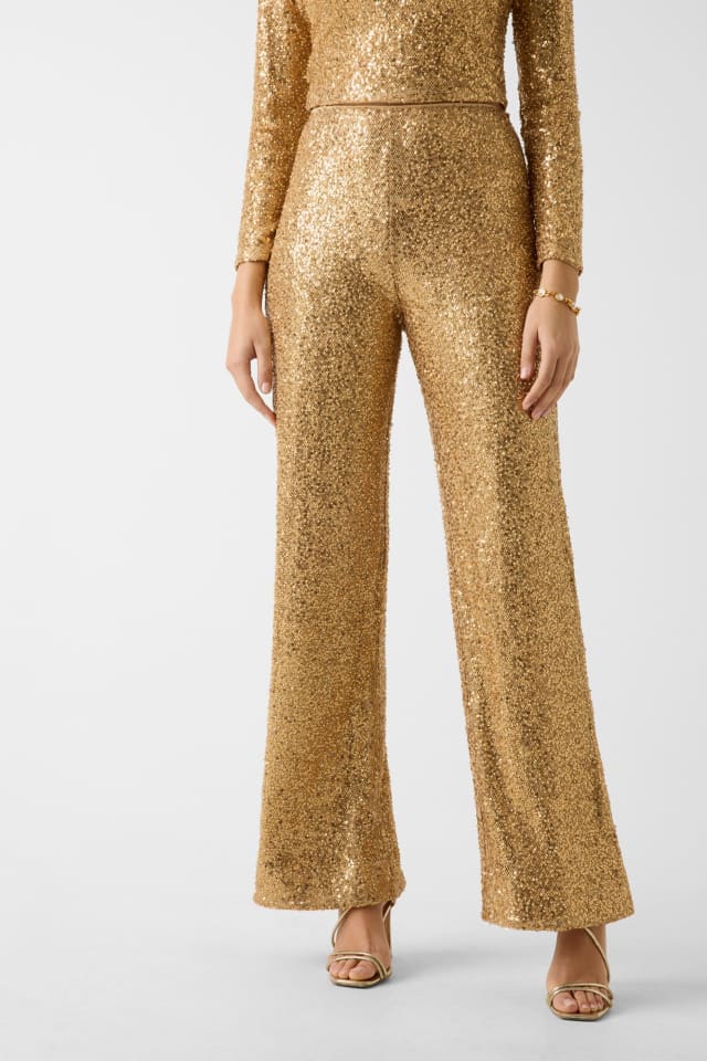 Pailletten flared broek