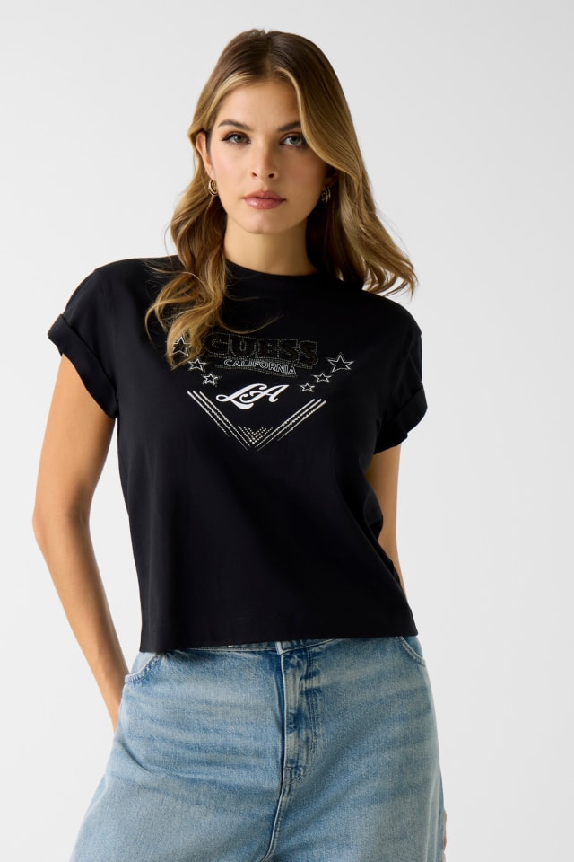 GUESS® Rhinestones t-shirt Kadın