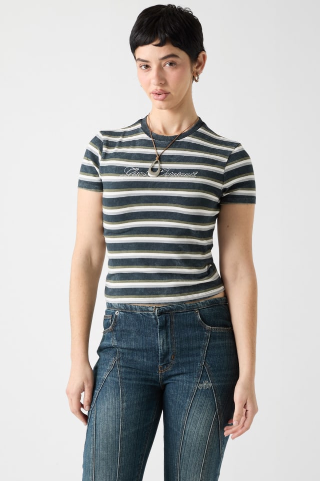 Camiseta cropped listrada