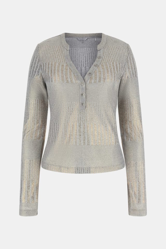 Top in maglia effetto metallizzato