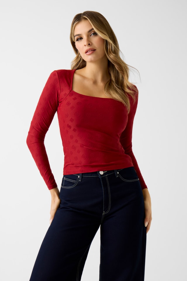 Top jacquard con logo
