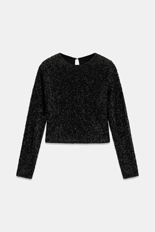 Top cropped de lantejoulas