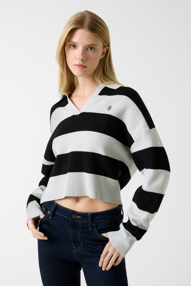Suéter polo de rayas