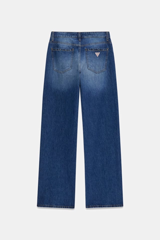 Jeans de cintura média com tachas