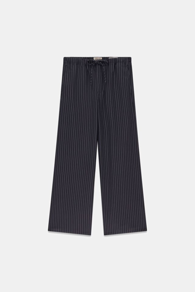 Calças com risca de giz wide-leg