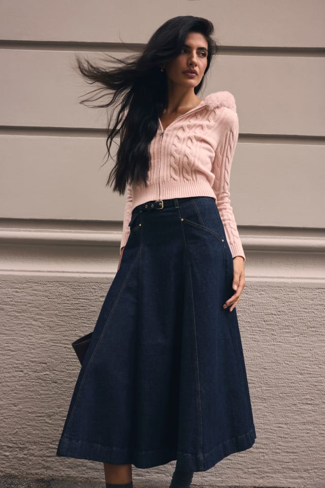 Jupe midi en denim