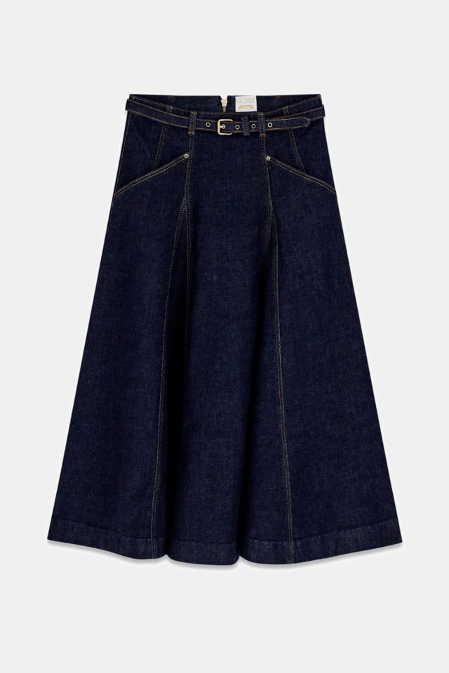 Saia midi de denim