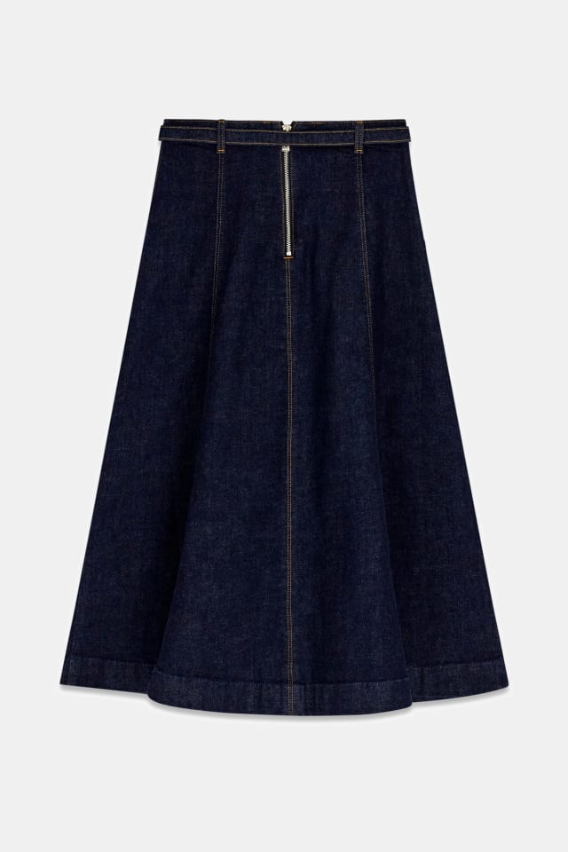 Saia midi de denim