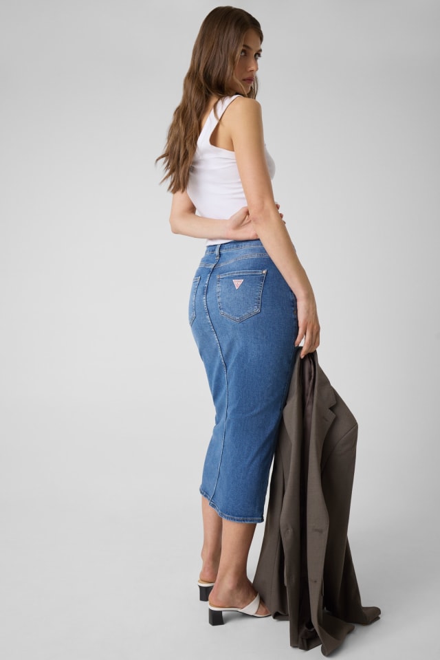 Denim maxi skirt