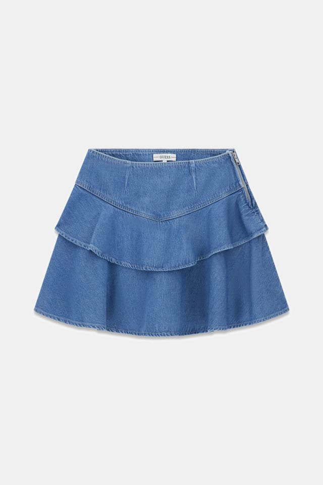 Saia jeans franzida
