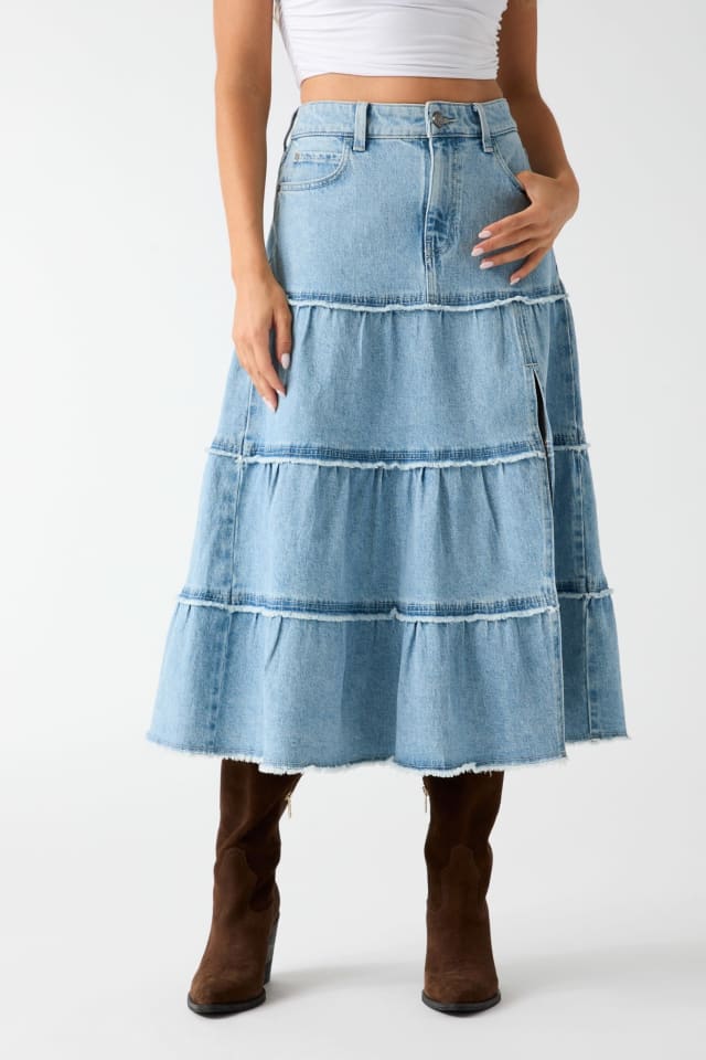 Denim midi etek