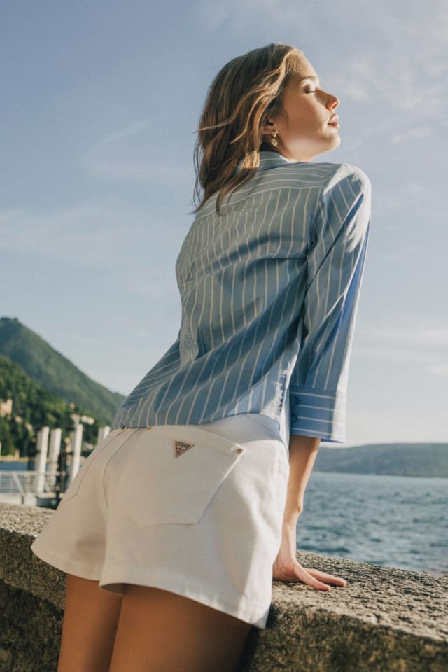 Shorts de denim trenzados
