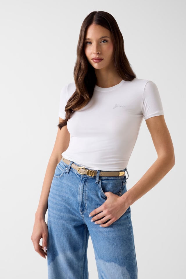 Camiseta con logo de pedrería