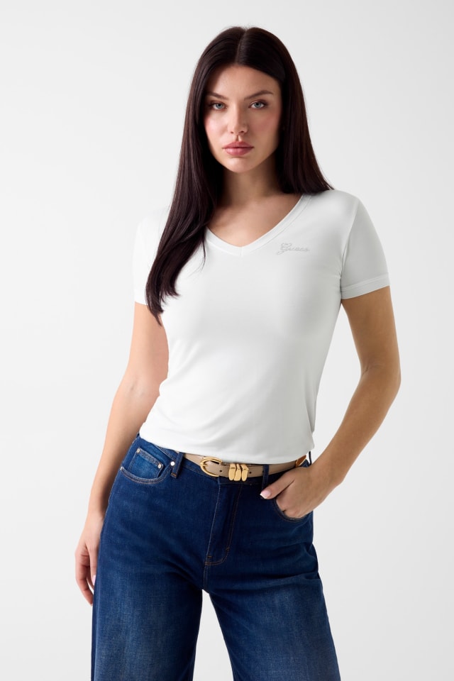 Camiseta con logo de pedrería